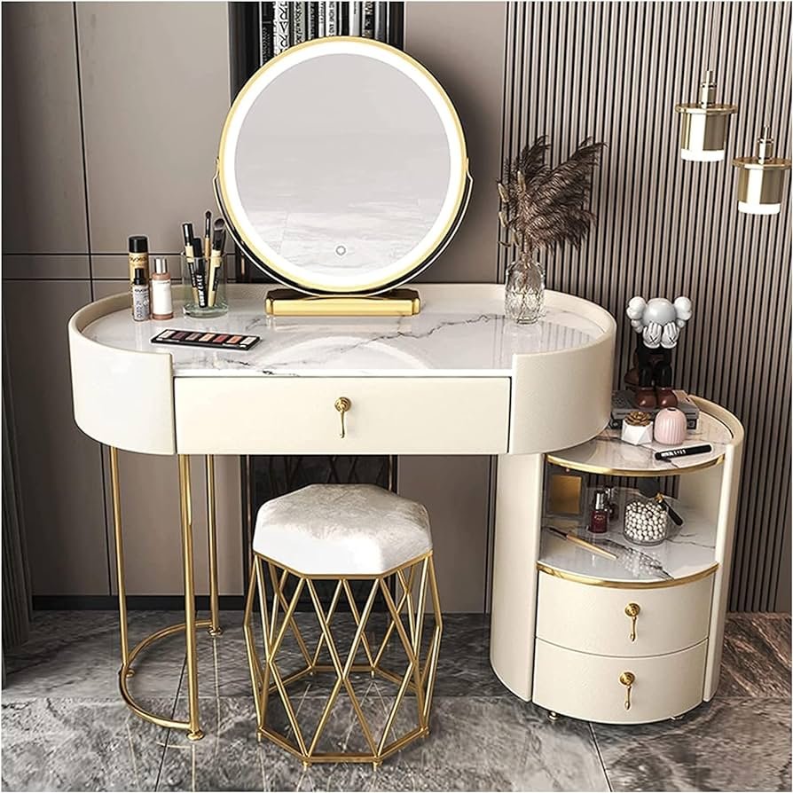 Glamorous Vanity with Velvet Stool