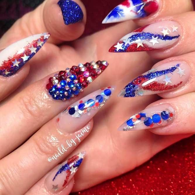 Patriotic 4th of July Nails